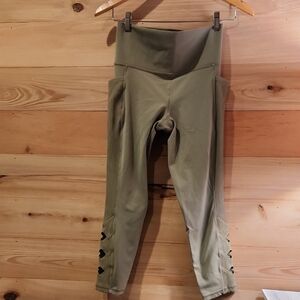 Athleta Green High-Waisted Leggings with Calf Detail
